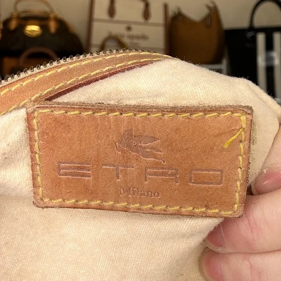 Vintage Etro Paisley Bucket Bag | Made in Italy | Leather Trim Large Drawstring - Picture 13 of 14